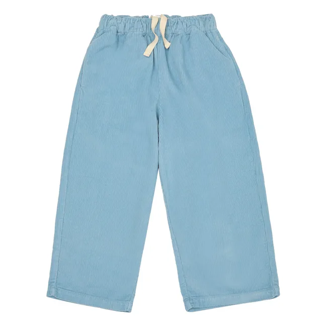 Pantalon Lounge Velours Côtelé Coton Bio | Bleu Clair