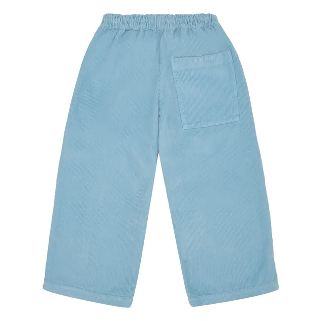 Lounge-Hose aus geripptem Velours Bio-Baumwolle | Hellblau