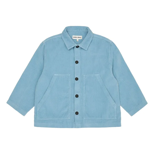 Überhemd aus geripptem Velours Bio-Baumwolle | Hellblau