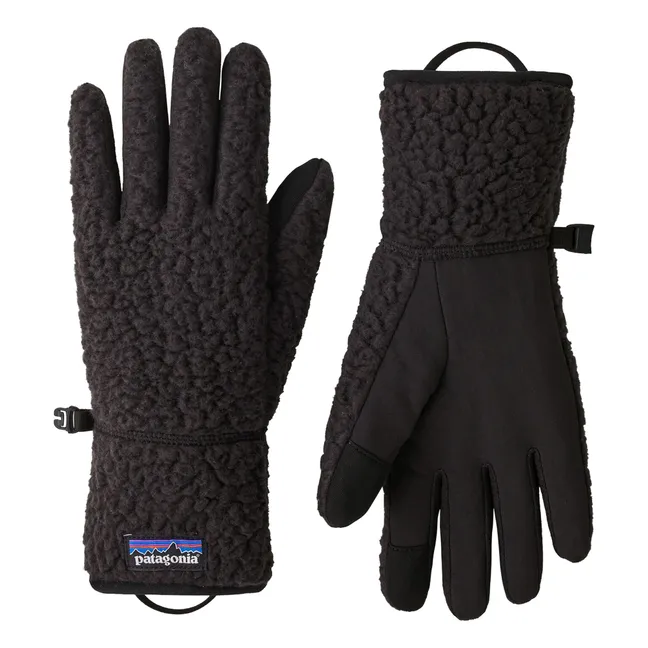 Retro Pile Recycled Fiber Gloves | Black