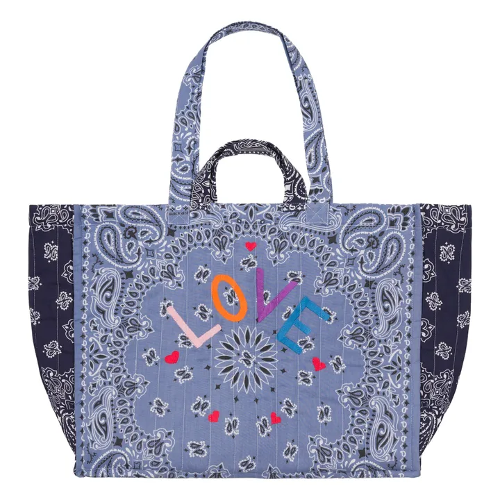 Maxi Cabas Matelassé Love | Bleu- Image produit n°0