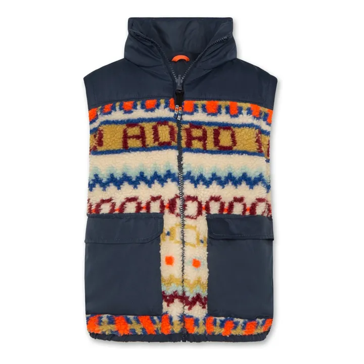 Veste Sans Manches Réversible Façon Sherpa Jum | Bleu marine- Image produit n°0