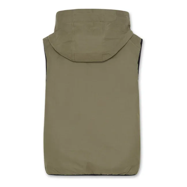 Veste Sans Manches Réversible Façon Sherpa Teddy | Vert olive