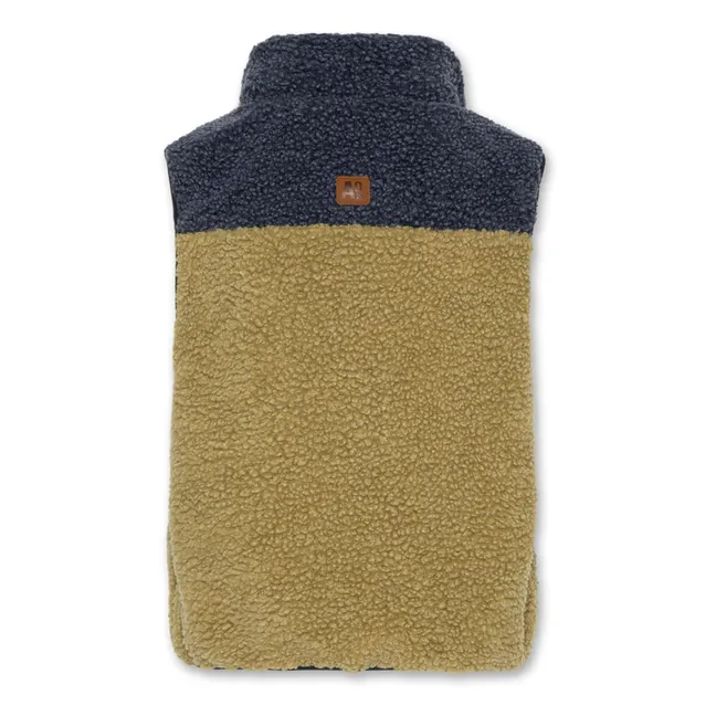 Reversible Sleeveless Jacket Sherpa Teddy Shape | Olive green