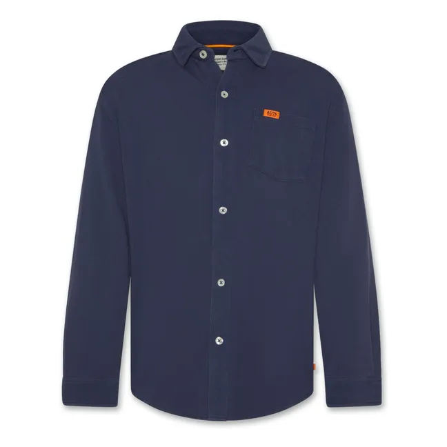 Dan Pique organic cotton shirt | Navy blue