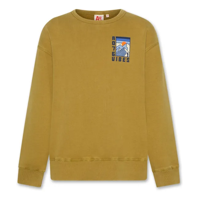 Sudadera de algodón orgánico Oscar Vibes | Verde amarillo