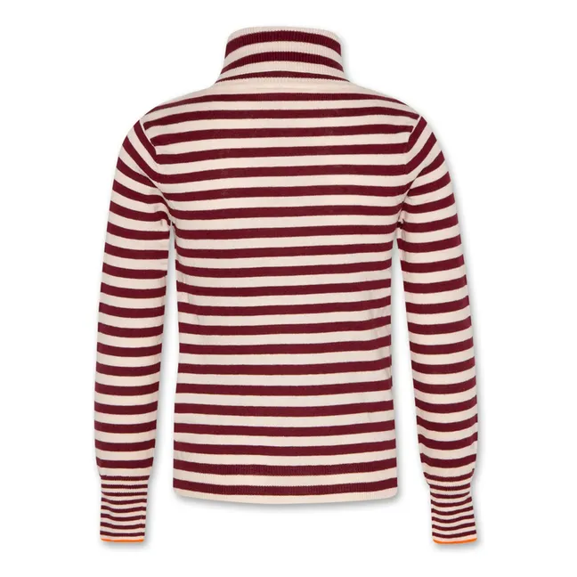 Pull Col Roulé Vicky Rayé | Bordeaux