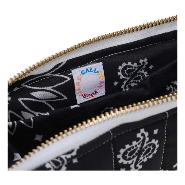 Pochette Zippée Matelassée Happy Face | Noir