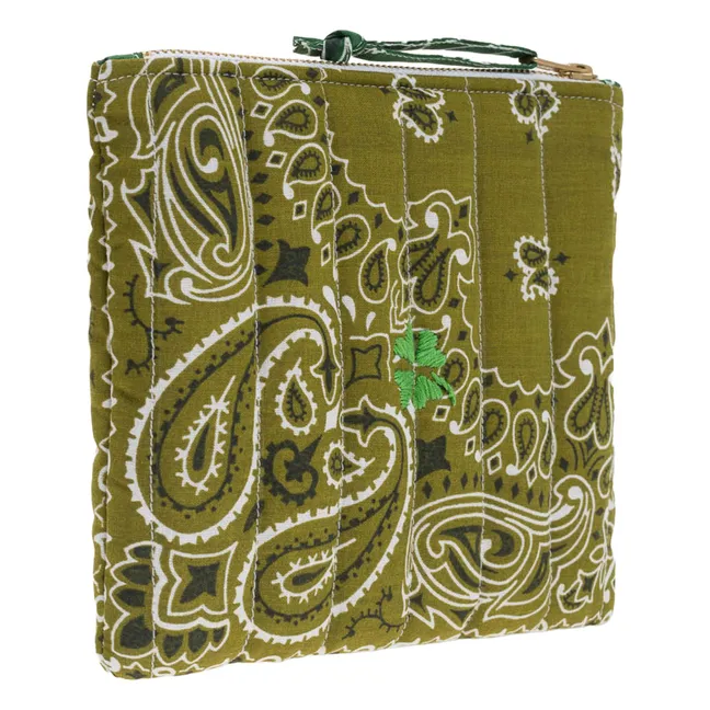 Mini Zipped Quilted Trefle Pouch | Bronze