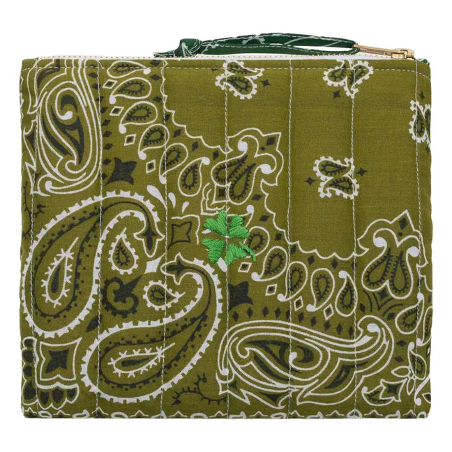 Mini Pochette Zippée Matelassée Trefle | Bronze