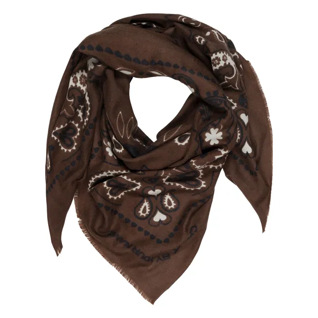 Stola in lana e seta Paisley | Marrone