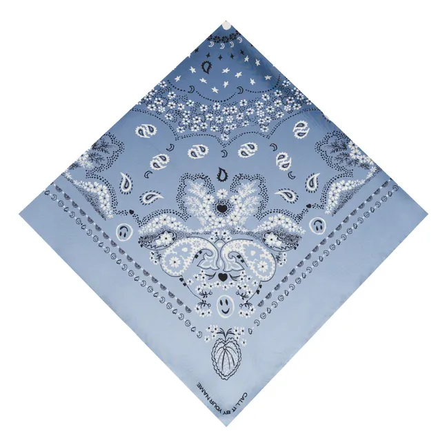 Grand Bandana Bicolore Soie | Bleu
