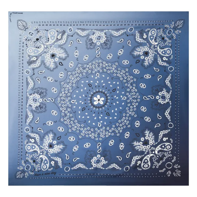 Grand Bandana Bicolore Soie | Bleu