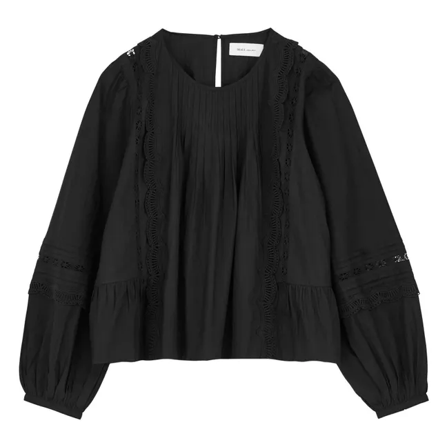 Blouse Leaf Boutonnée Coton Bio | Noir