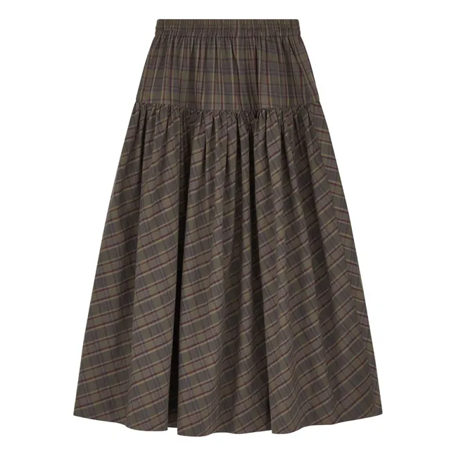 Jupe Lili Carreaux Coton Bio | Vert foncé