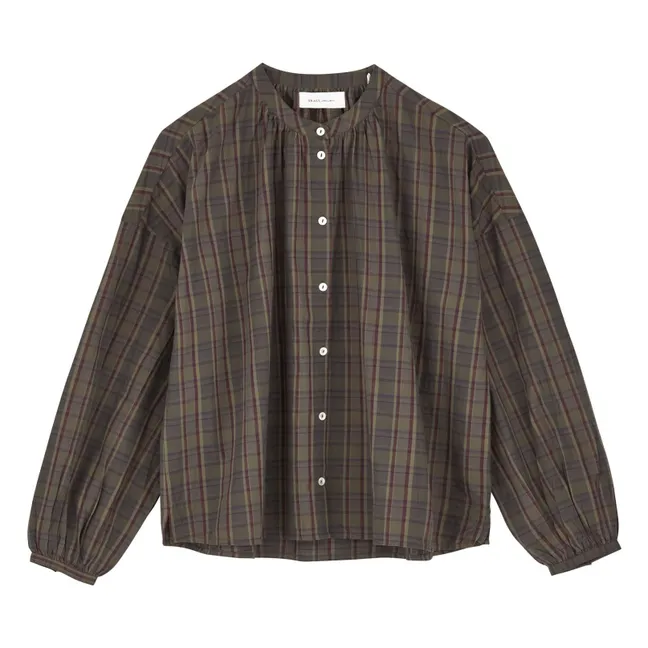 Blouse Cilla Carreaux Coton Bio | Vert foncé