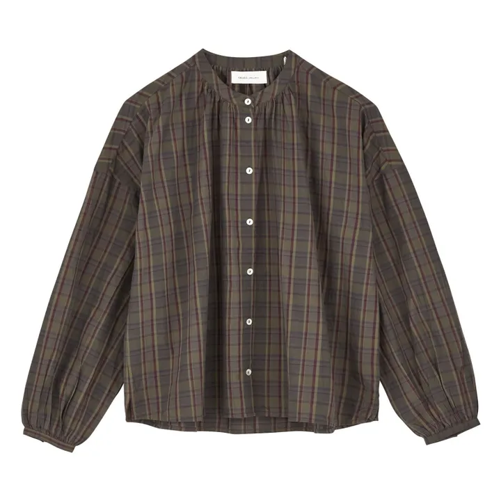 Blouse Cilla Carreaux Coton Bio | Vert foncé- Image produit n°0