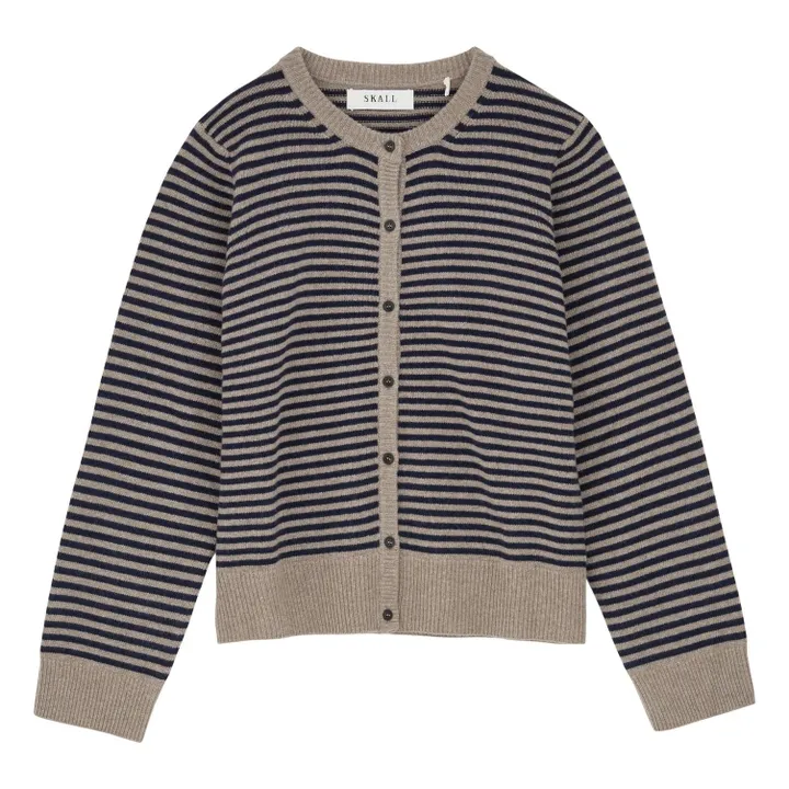 Cardigan Senna Rayé Laine Mérinos | Beige foncé- Image produit n°0
