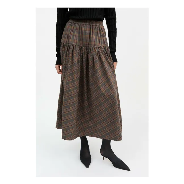 Jupe Lili Carreaux Coton Bio | Vert foncé