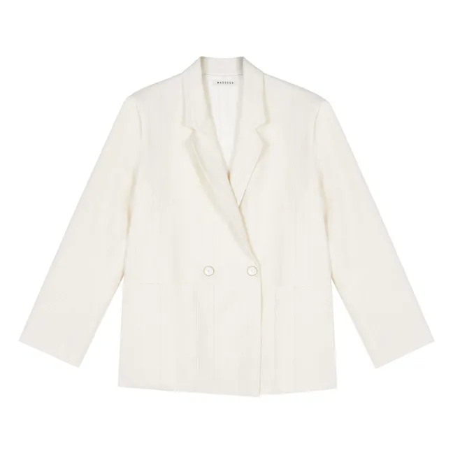 Avalon Cotton and Silk Stripe Jacket | Ecru