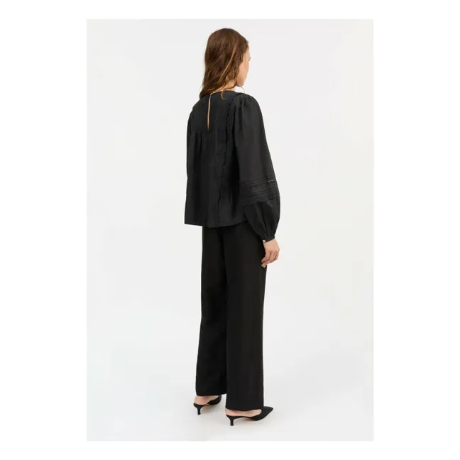 Blouse Leaf Boutonnée Coton Bio | Noir