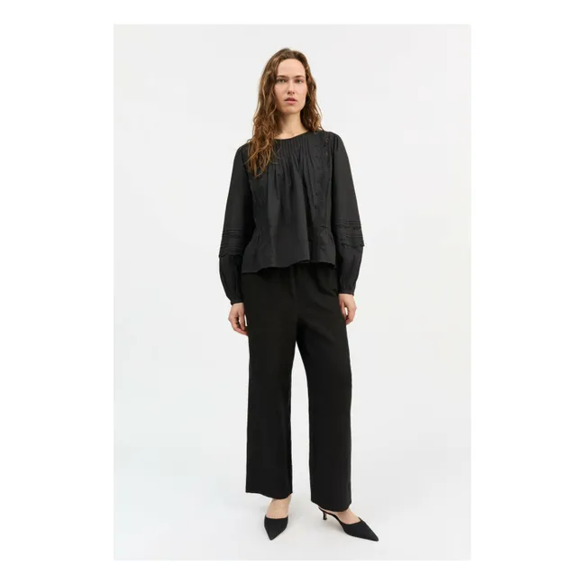 Blouse Leaf Boutonnée Coton Bio | Noir
