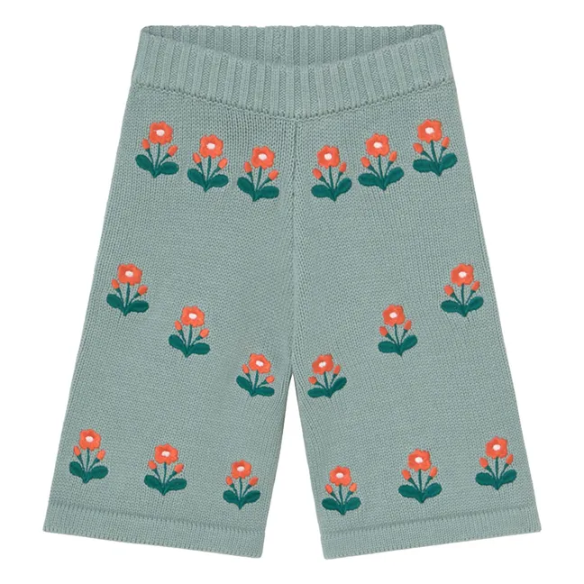 Pantalon Fleurs Laine | Sauge