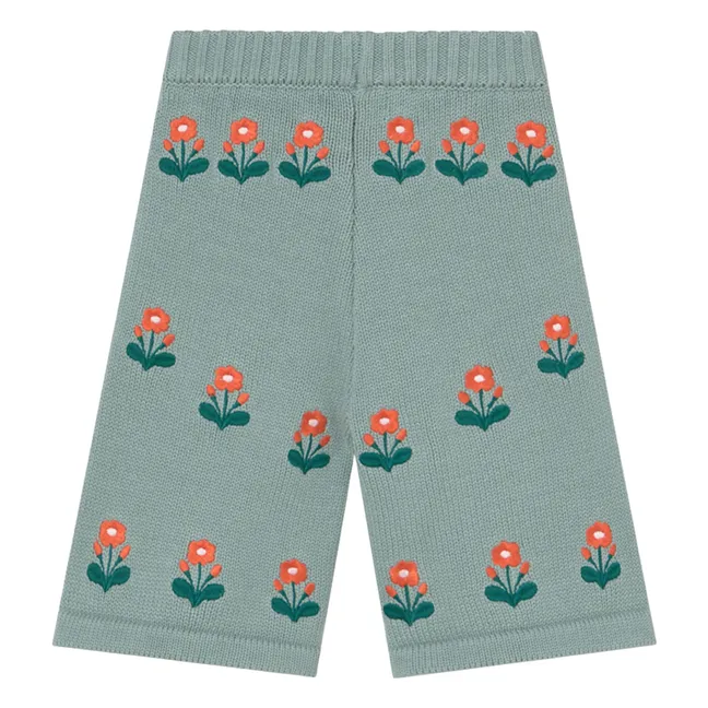 Pantalon Fleurs Laine | Sauge