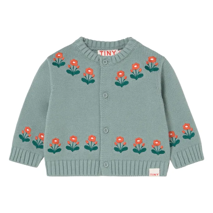 Cardigan Fleurs Laine Bébé | Sauge- Image produit n°0