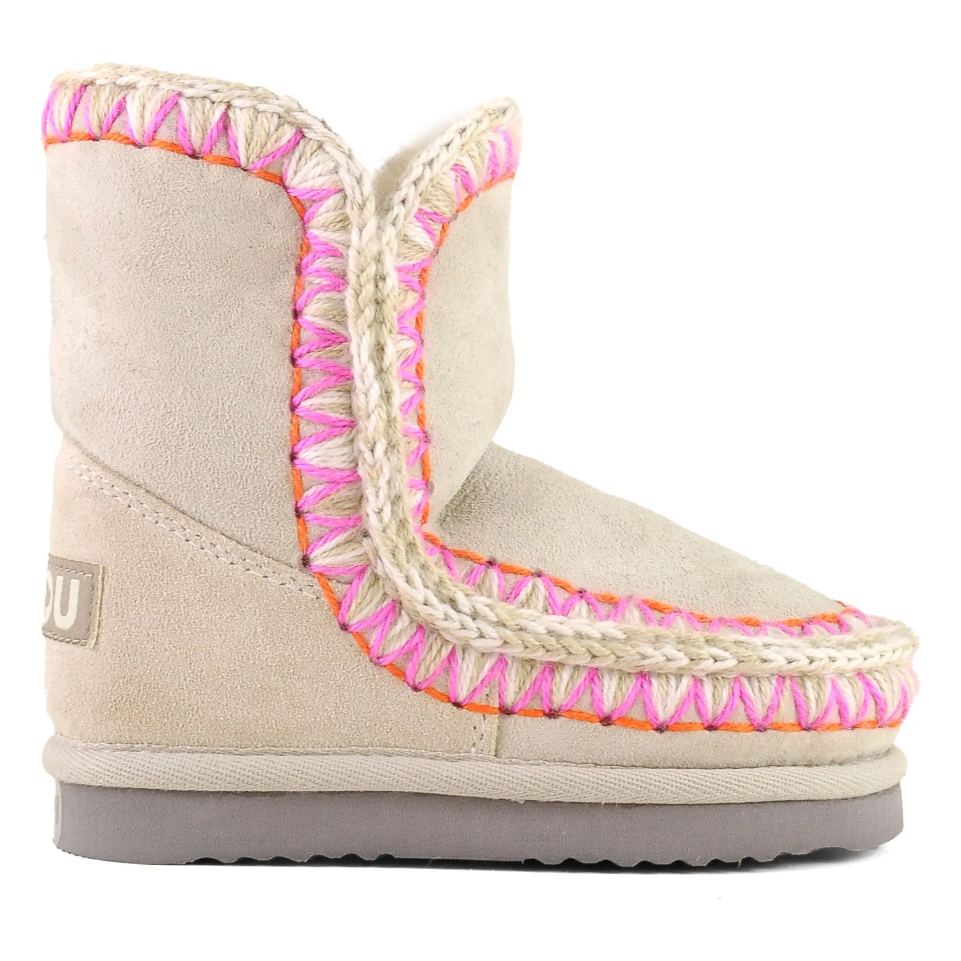 Mou Cream Eskimo Suede Overstitched Boots
