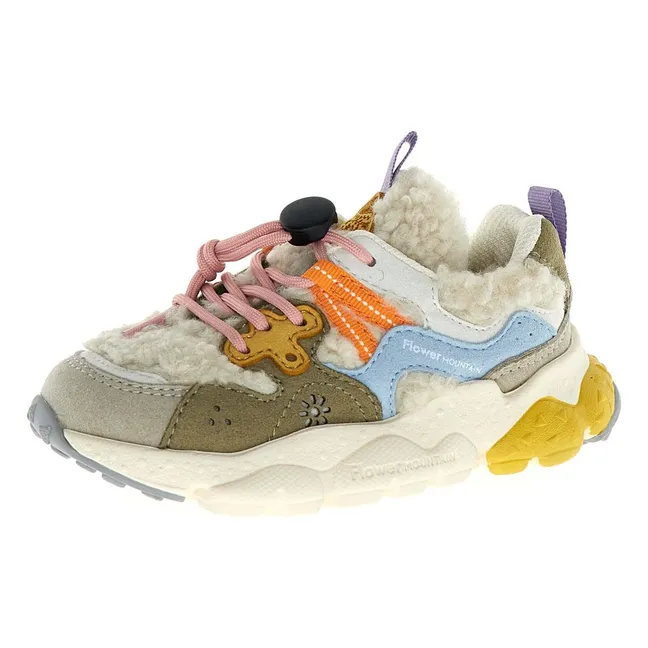 Baskets Yamano 3 Lacets Cuir Eco et Teddy | Taupe