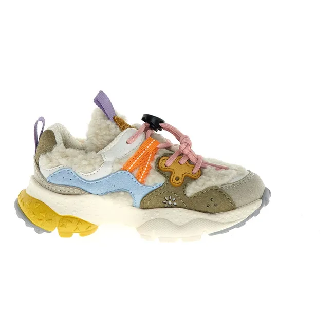 Baskets Yamano 3 Lacets Cuir Eco et Teddy | Taupe