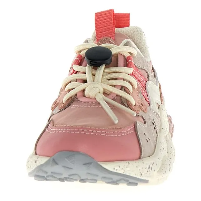 Baskets Yamano 3 Lacets Cuir Eco et Nylon | Rose- Image produit n°3