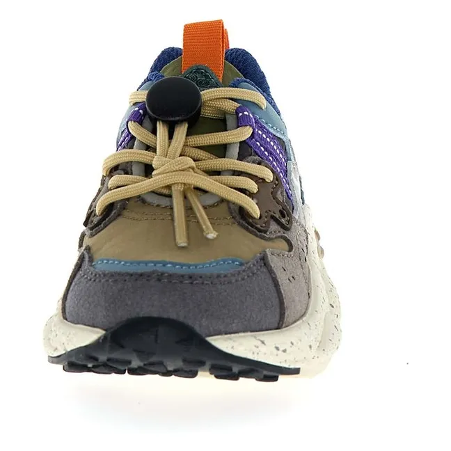 Baskets Yamano 3 Lacets Cuir Eco et Nylon | Gris