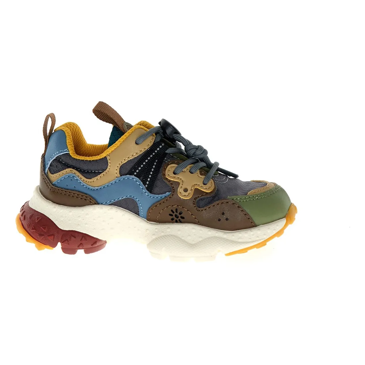 Flower Mountain Dark Grey Yamano 3 Laces Leather And Nylon Ripstop Sneakers