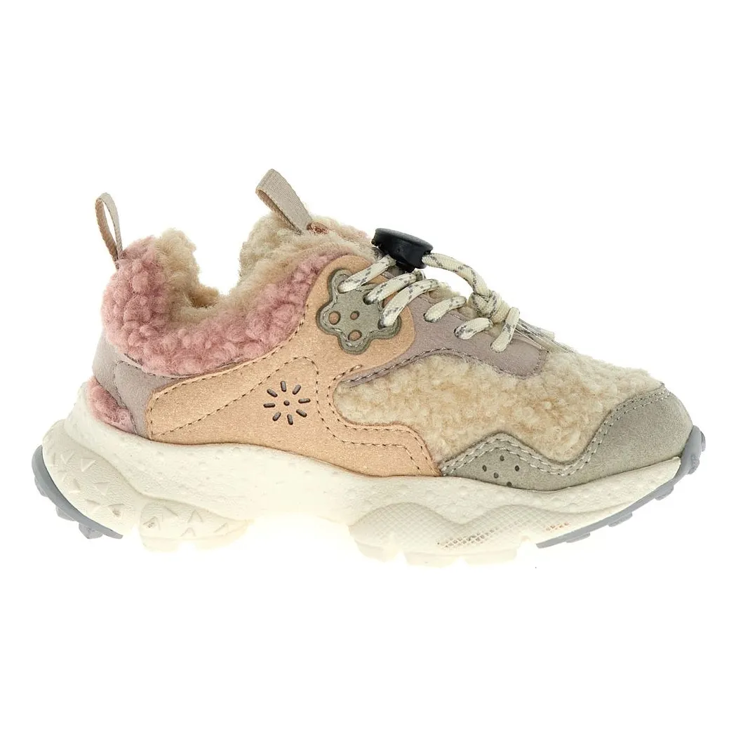 Flower Mountain Ecru Doi Sneakers Lace Leather Eco And Teddy