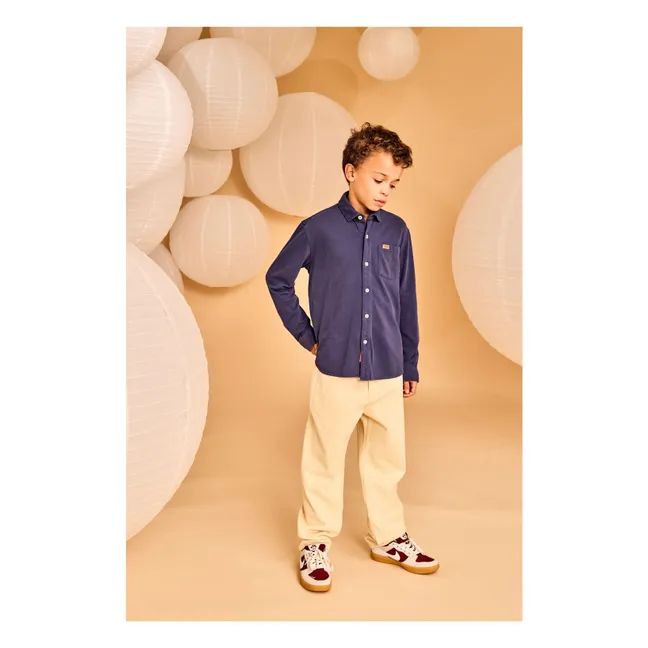 Dan Pique organic cotton shirt | Navy blue