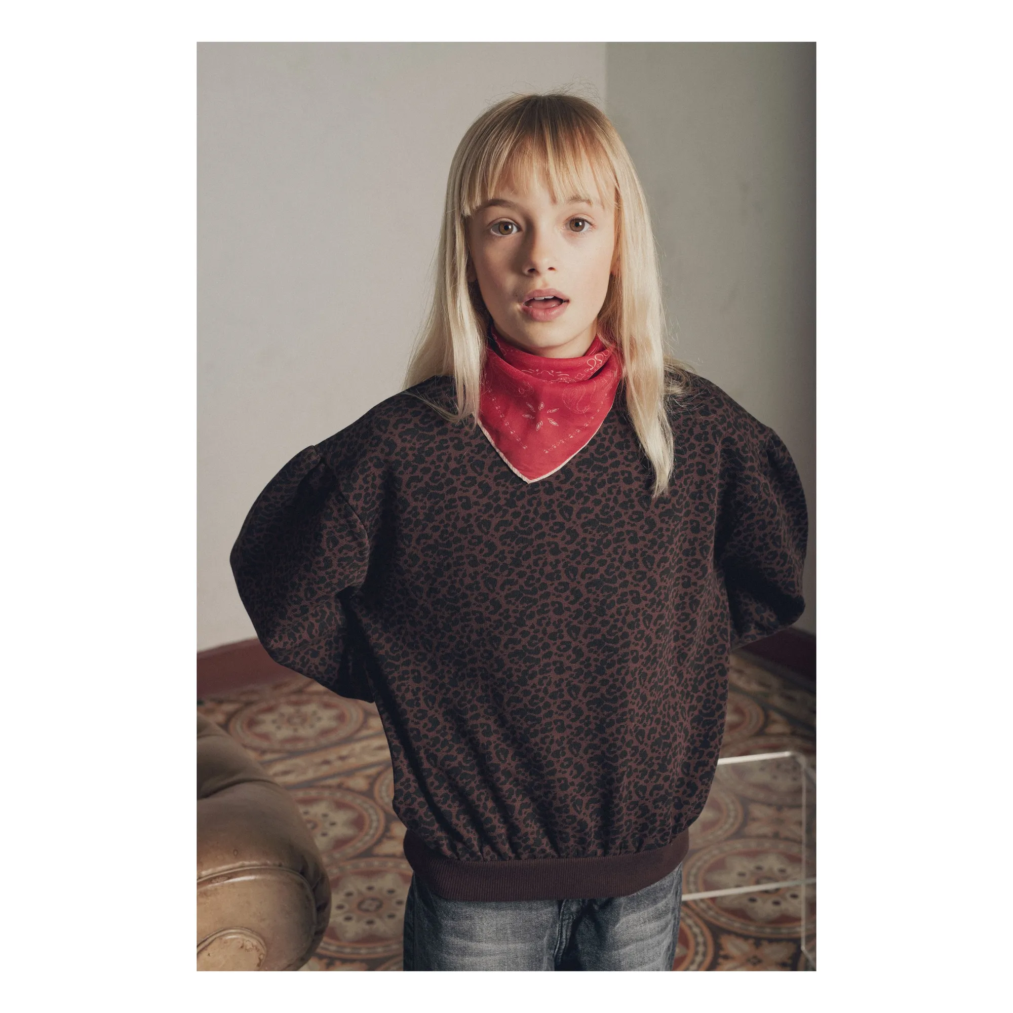 Marlot Paris Girls Brown Leopard Bueno Sweatshirt