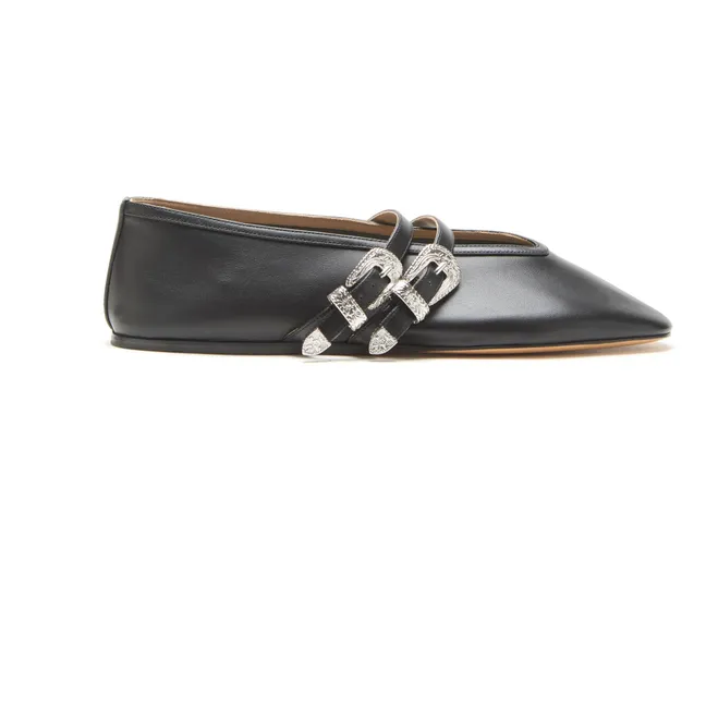 Claudia Ballerinas Leder | Schwarz