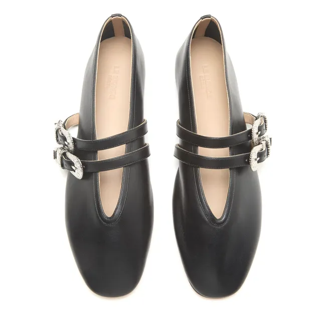 Claudia Ballerinas Leder | Schwarz