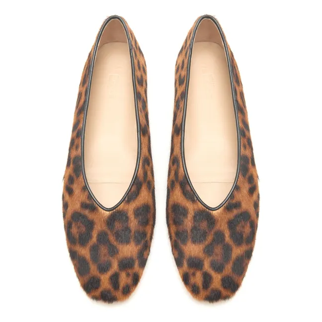 Bailarinas Regency de piel de becerro leopardo | Marrón