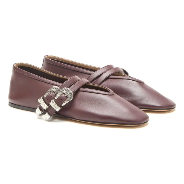 Claudia Ballerinas Leder | Schokoladenbraun