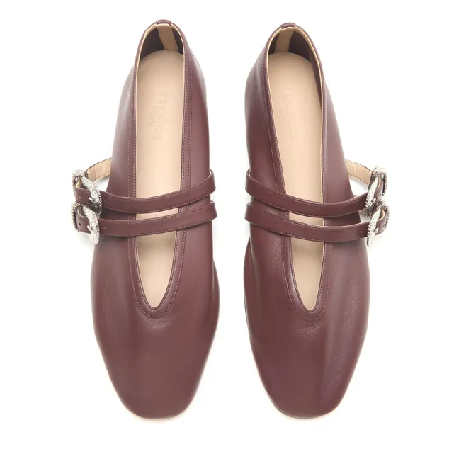 Ballerine Claudia in pelle | Cioccolato