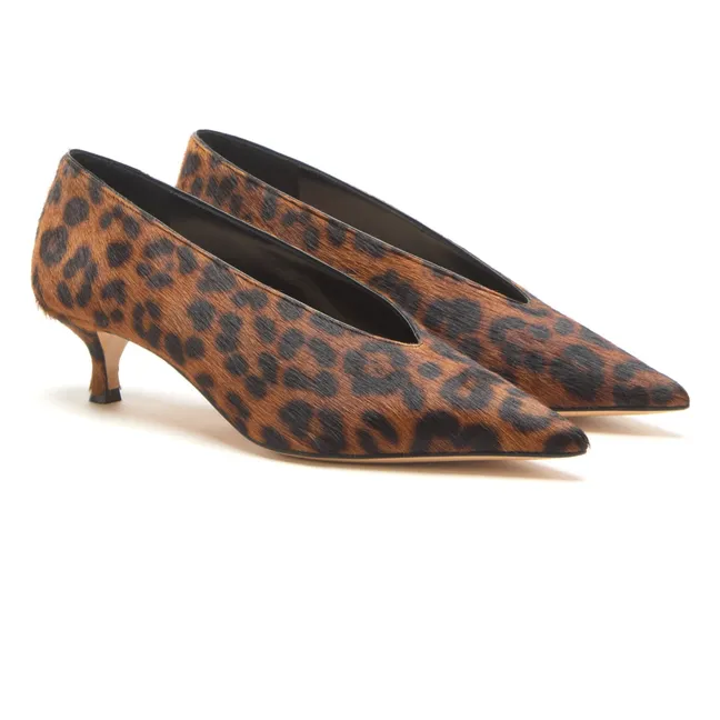 Leopard Calfskin Slippers | Brown