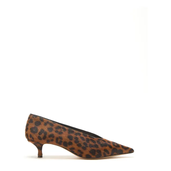 Pumps Babouche Leopard Kalbshaar | Braun