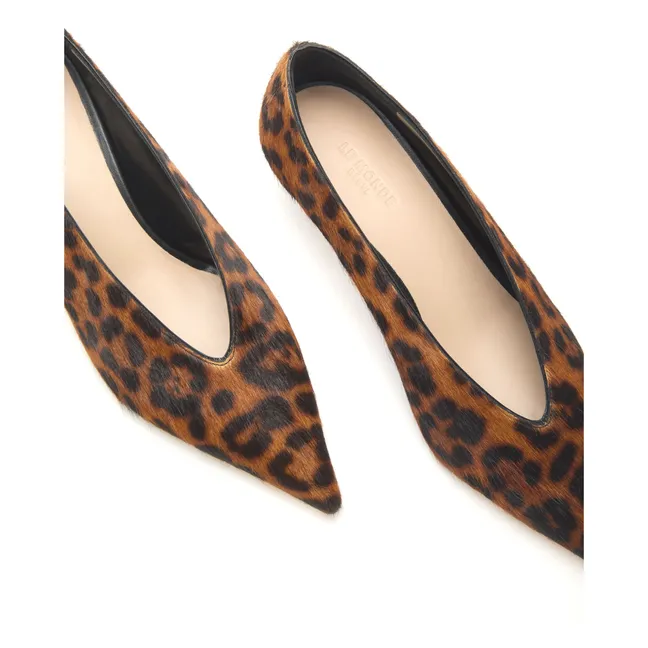 Pantofole in pelle di vitello leopardate | Marrone scuro