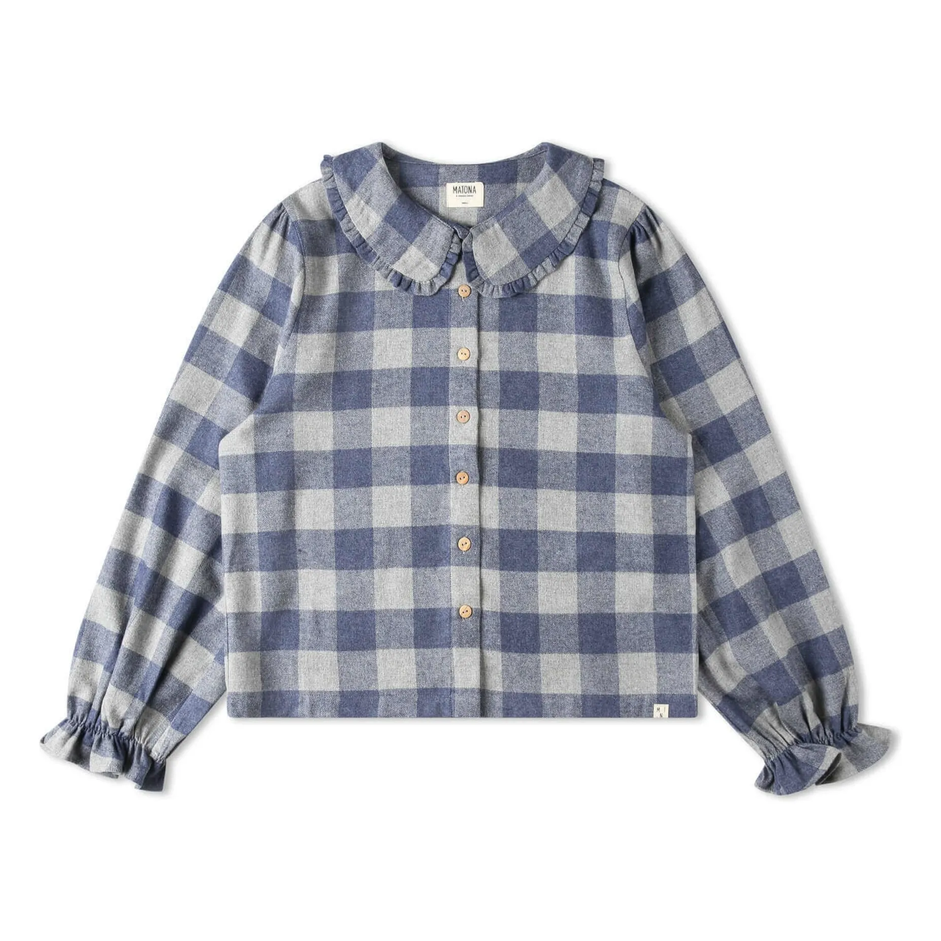 Matona Blue Blouse Carreaux Flanelle Tencel