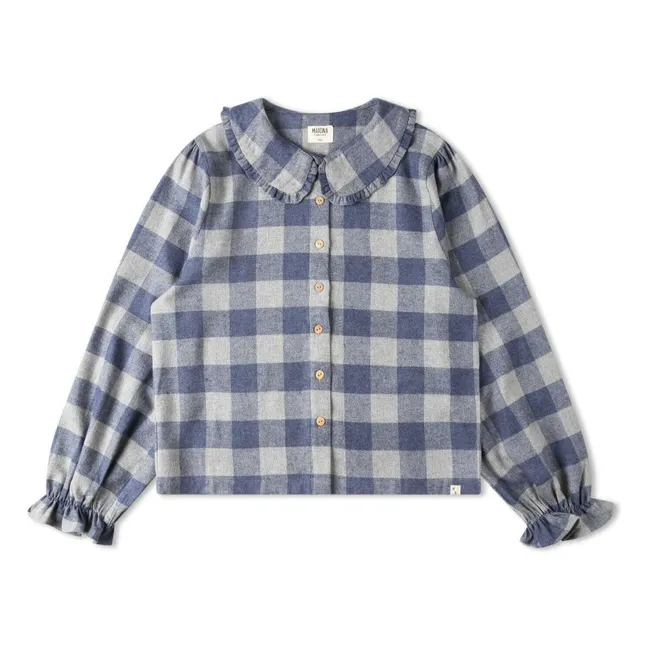 Camicetta a quadri in flanella di Tencel | Blu
