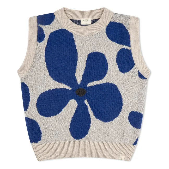 Pull Sans Manches Fleurs Laine | Gris