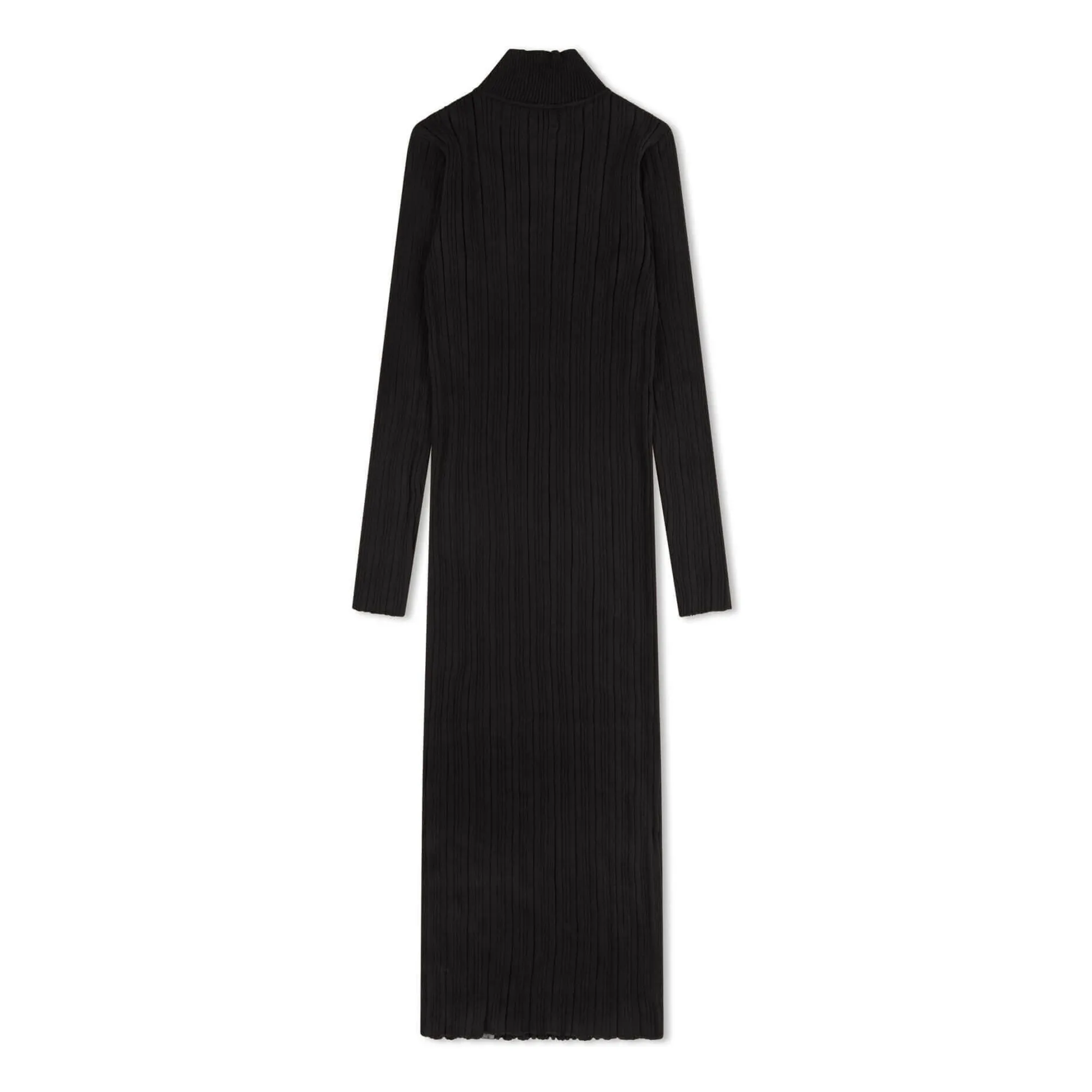 Matona Black Organic Cotton Ribbed Dress